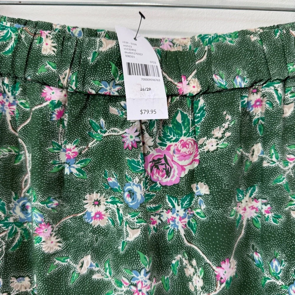 NWT Lane Bryant Tiered Pull On Maxi Skirt 26/28 Pockets Floral Cotton Eyelet Hem